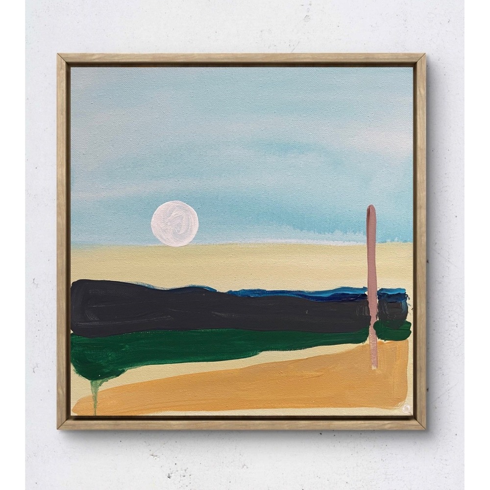 OMAN Original Minimalism Beach Landscape Painting 12x12 Canvas Fine Art Modern
